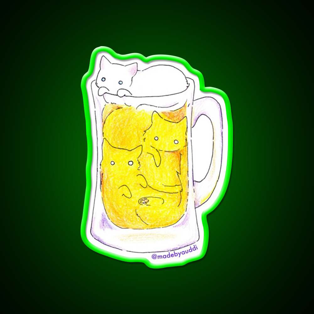 Cat Beer Cat Beer Bar Decor Led Neon Sign Rgb Color - LED neon sign view 8