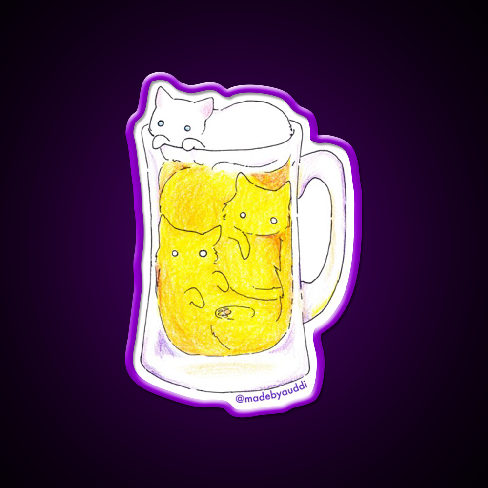 Cat Beer Cat Beer Bar Decor Led Neon Sign Rgb Color - LED neon sign view 9