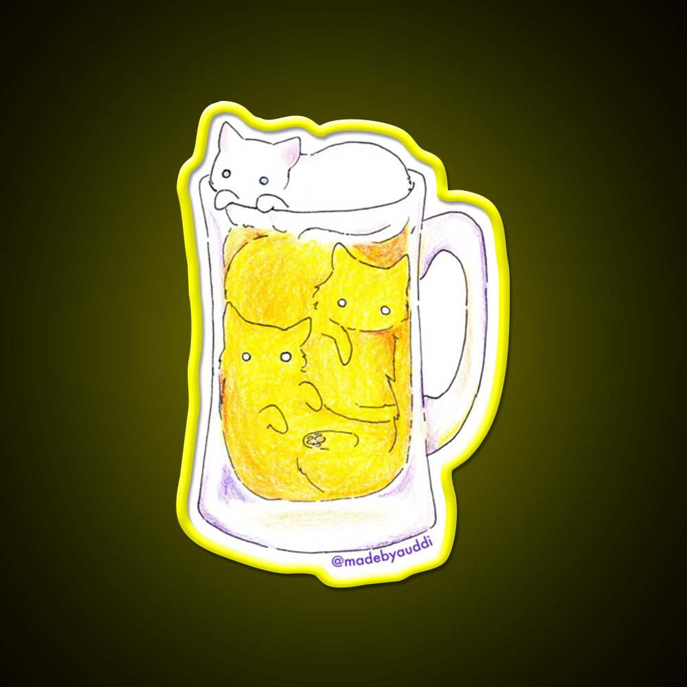 Cat Beer Cat Beer Bar Decor Led Neon Sign Rgb Color - LED neon sign view 7