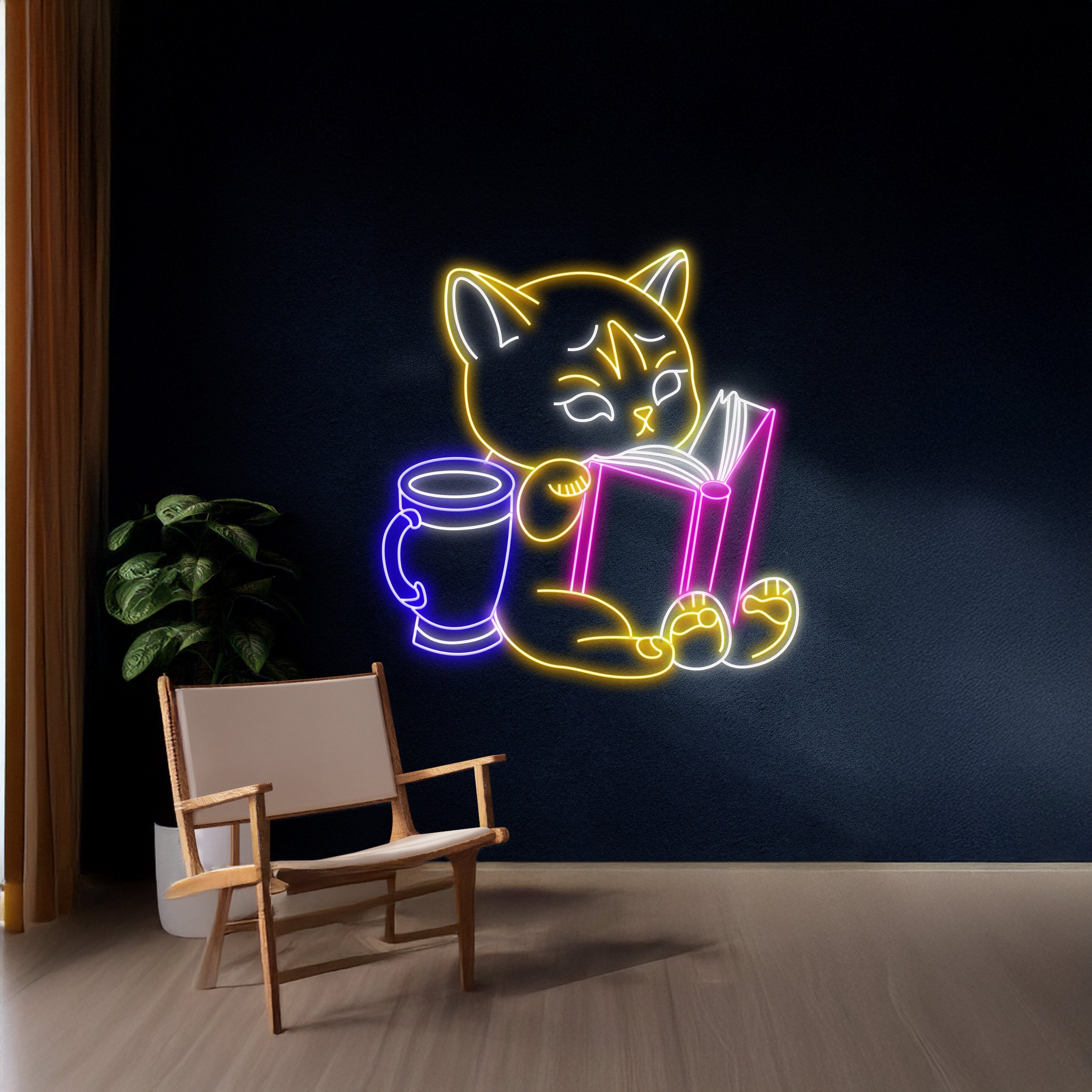 Cat Book Led Light Book Lover Room Decor | Shineneon