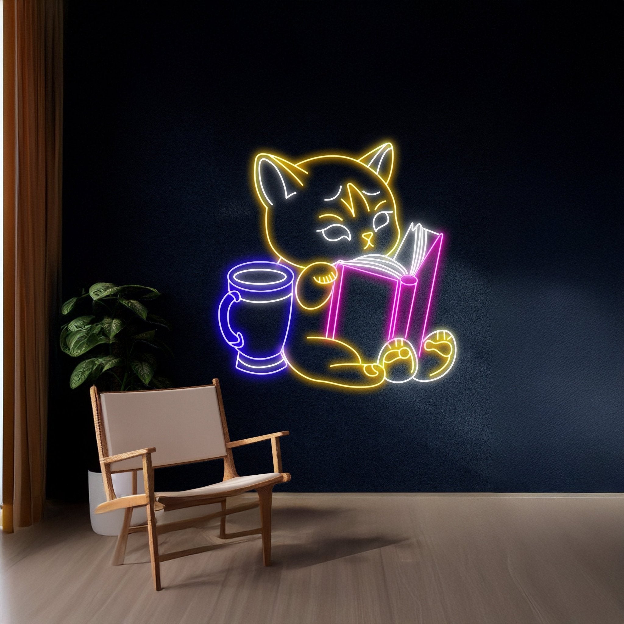 Cat Book Led Light Book Lover Room Decor - Shineneon