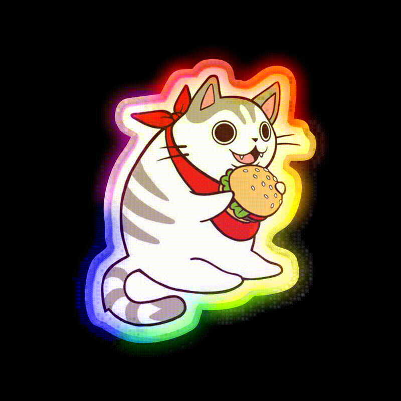 Cat Burgerlar Fast Food Led Neon Sign For Burger Place Rgb Color - LED neon sign close-up detail