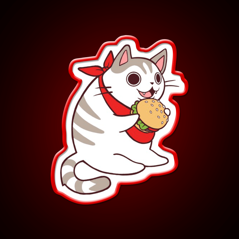 Cat Burgerlar Fast Food Led Neon Sign For Burger Place Rgb Color - Shineneon