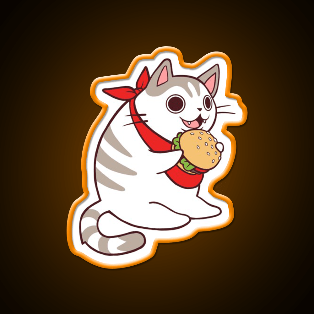 Cat Burgerlar Fast Food Led Neon Sign For Burger Place Rgb Color - Shineneon