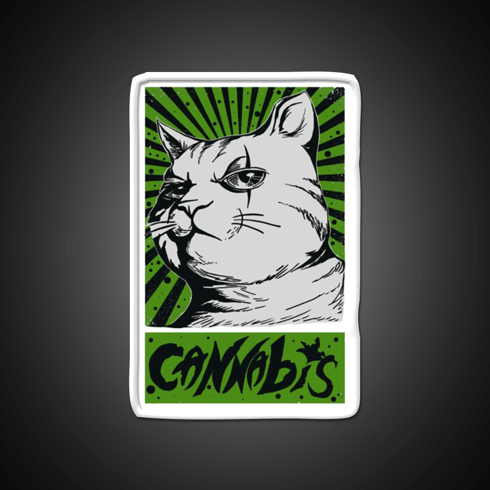Cat Cannabis 1920 Cat 420 Hemp Inspired Green Leaf Led Neon Sign Rgb Color - Shineneon