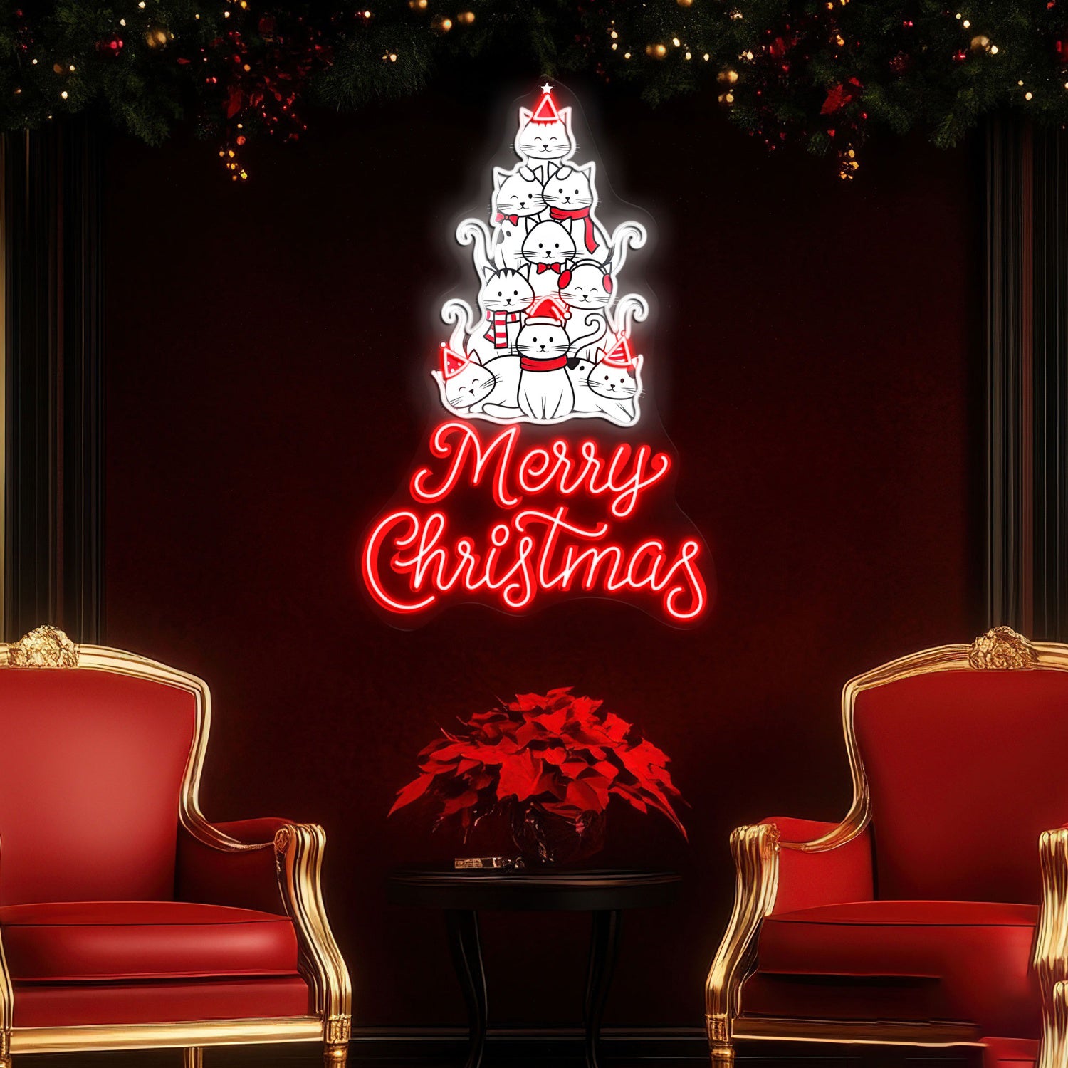 Cat Christmas Acrylic Led Neon Sign | Shineneon