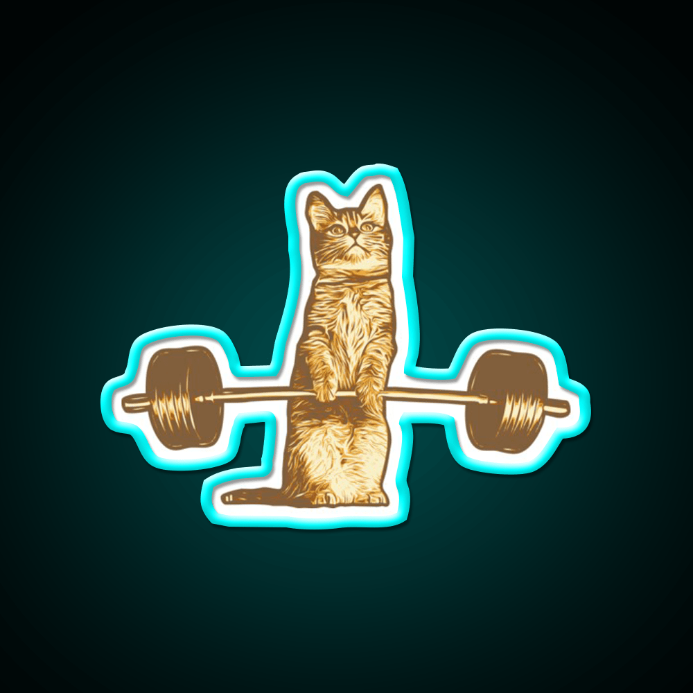 Cat Deadlif Exercise Weightlift Bodybuilding Burn Gym Fitness Led Neon Sign Rgb Color - Shineneon