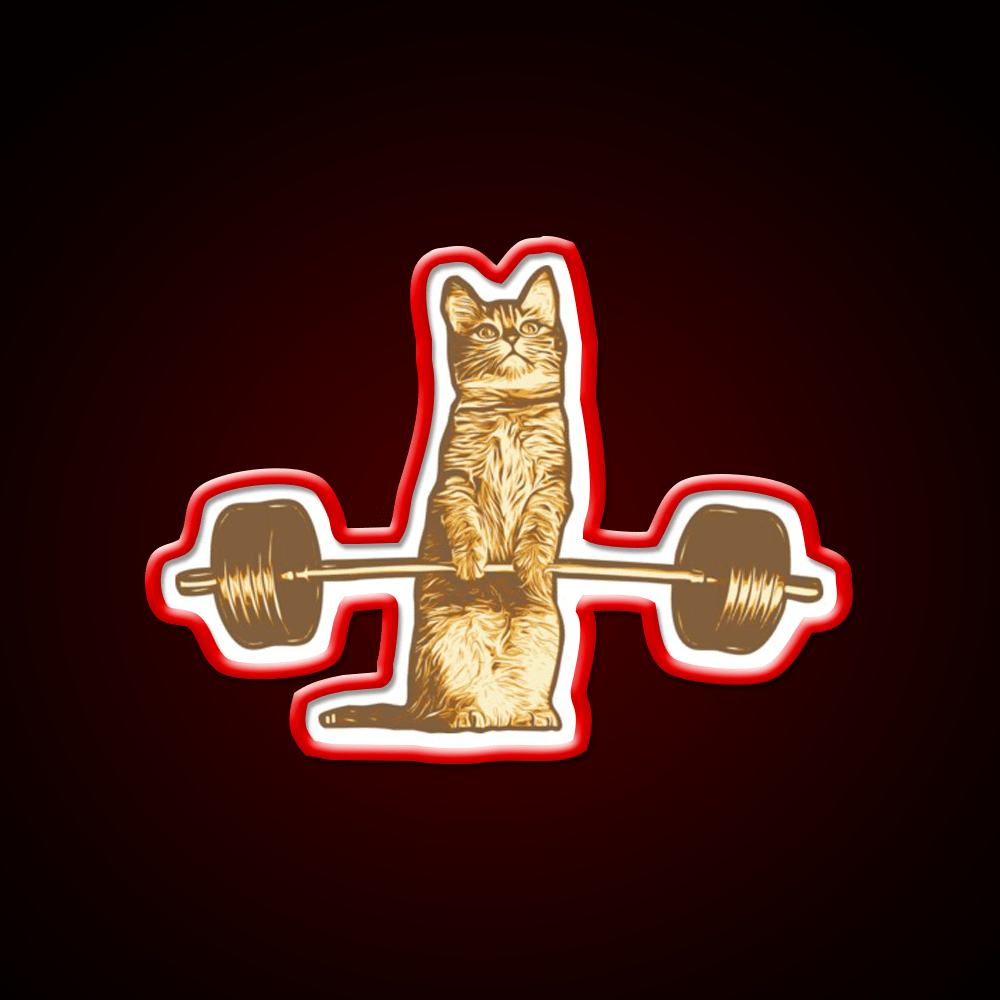 Cat Deadlif Exercise Weightlift Bodybuilding Burn Gym Fitness Led Neon Sign Rgb Color - Shineneon