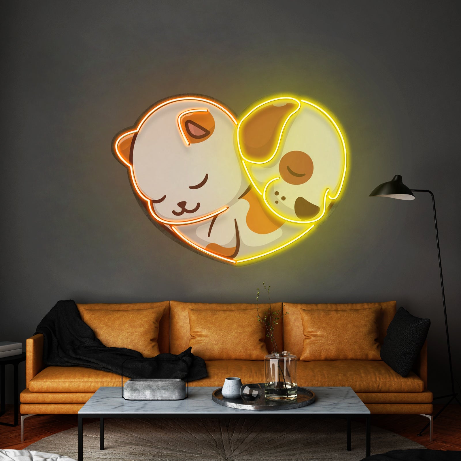 Cat Knocking Over Coffee Neon Signs