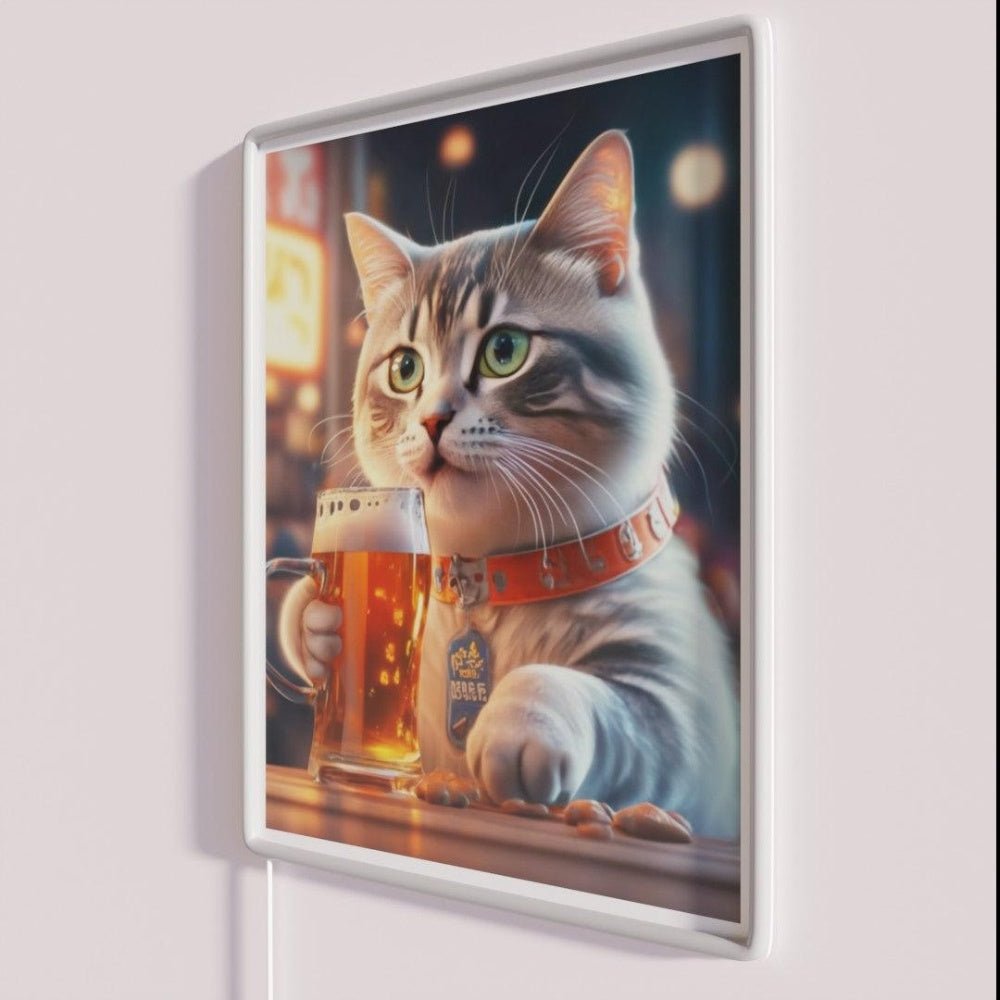 Cat Drinking Beer Rgb Led Neon Sign - Shineneon