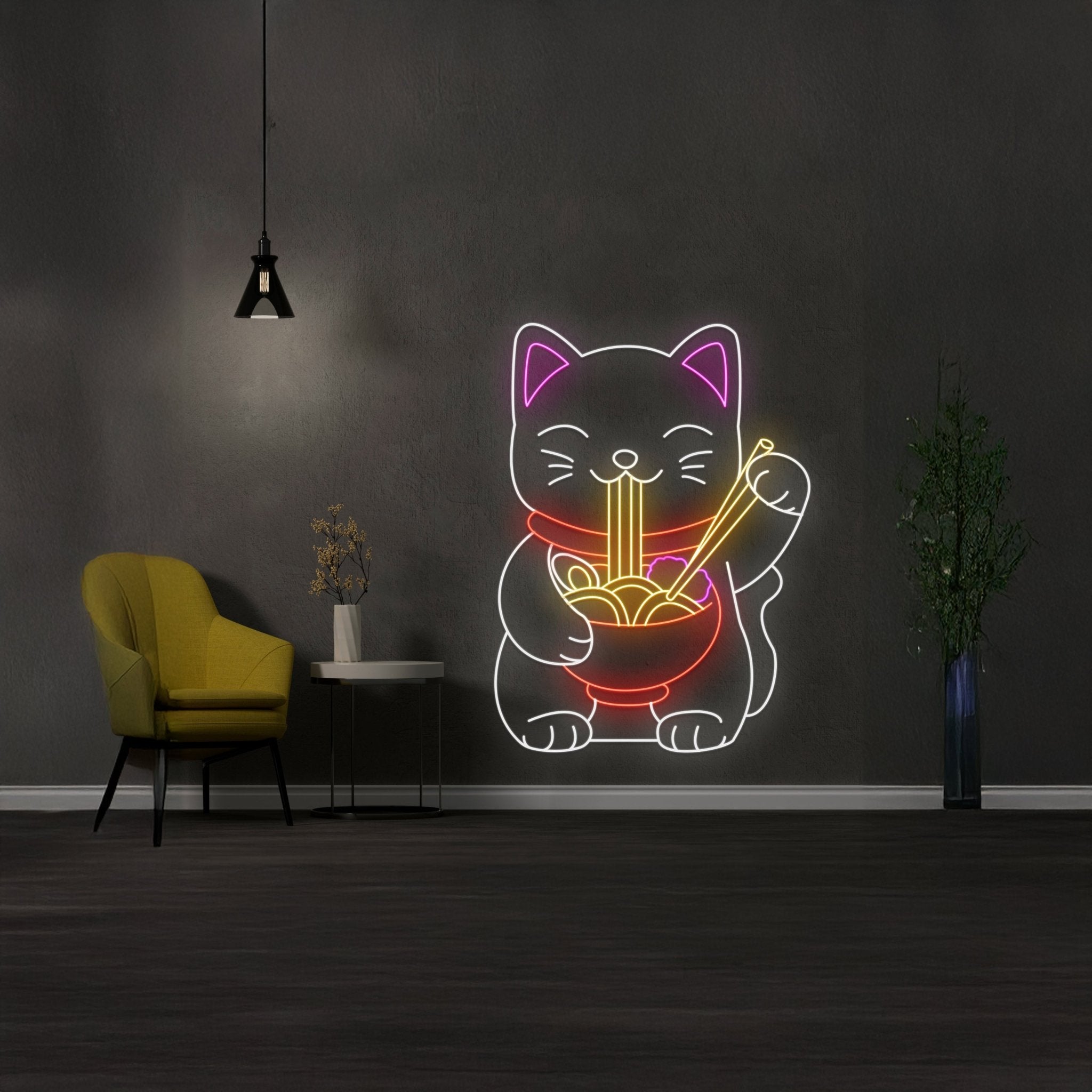 Cat Eating Ramen Neon Sign - Shineneon