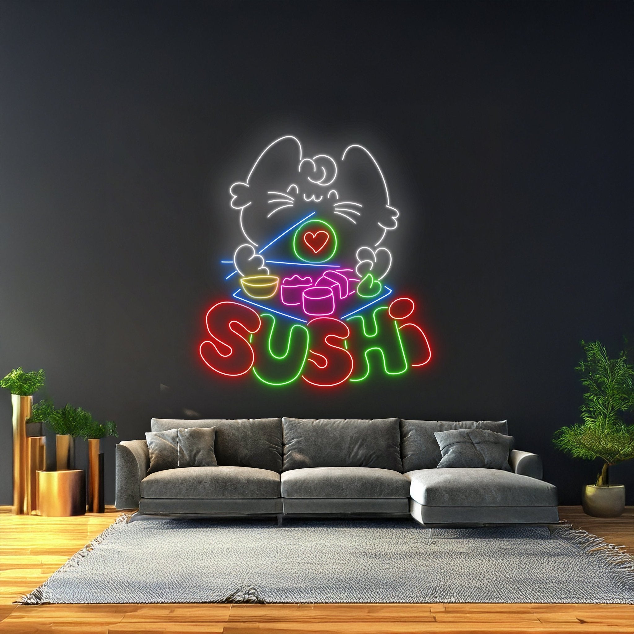 Cat Eating Sushi Neon Sign - Shineneon