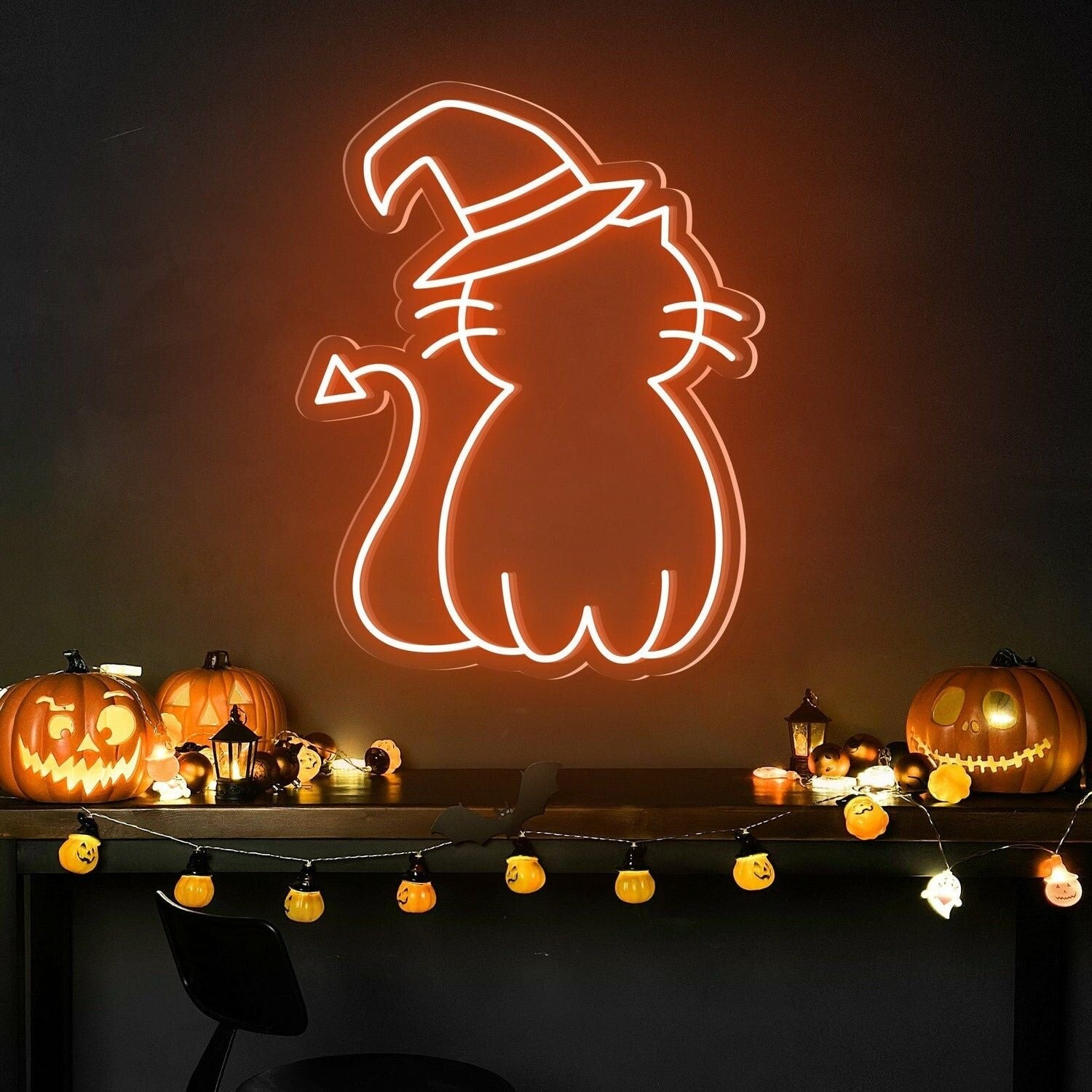 Cat Hat Cute Halloween Led Neon Sign - Shineneon