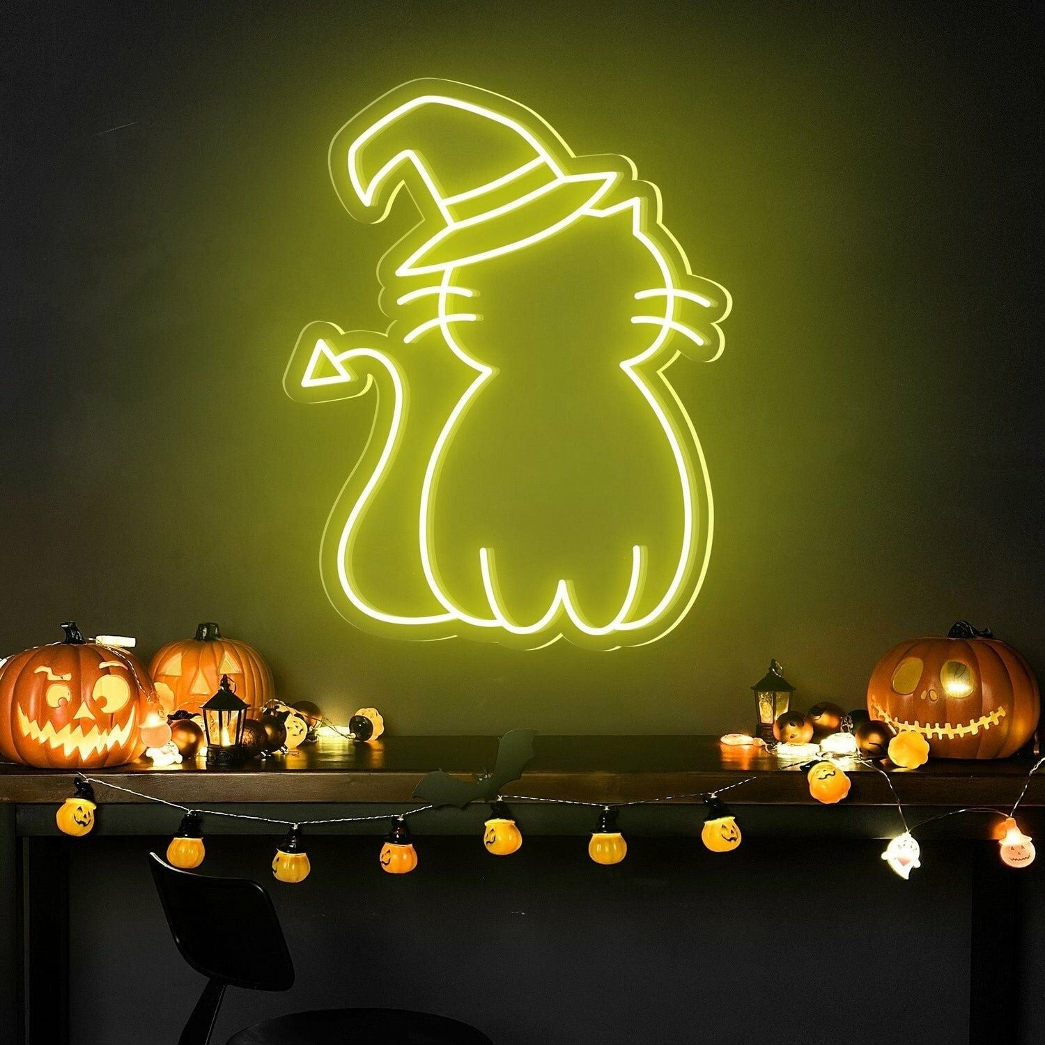Cat Hat Cute Halloween Led Neon Sign - Shineneon