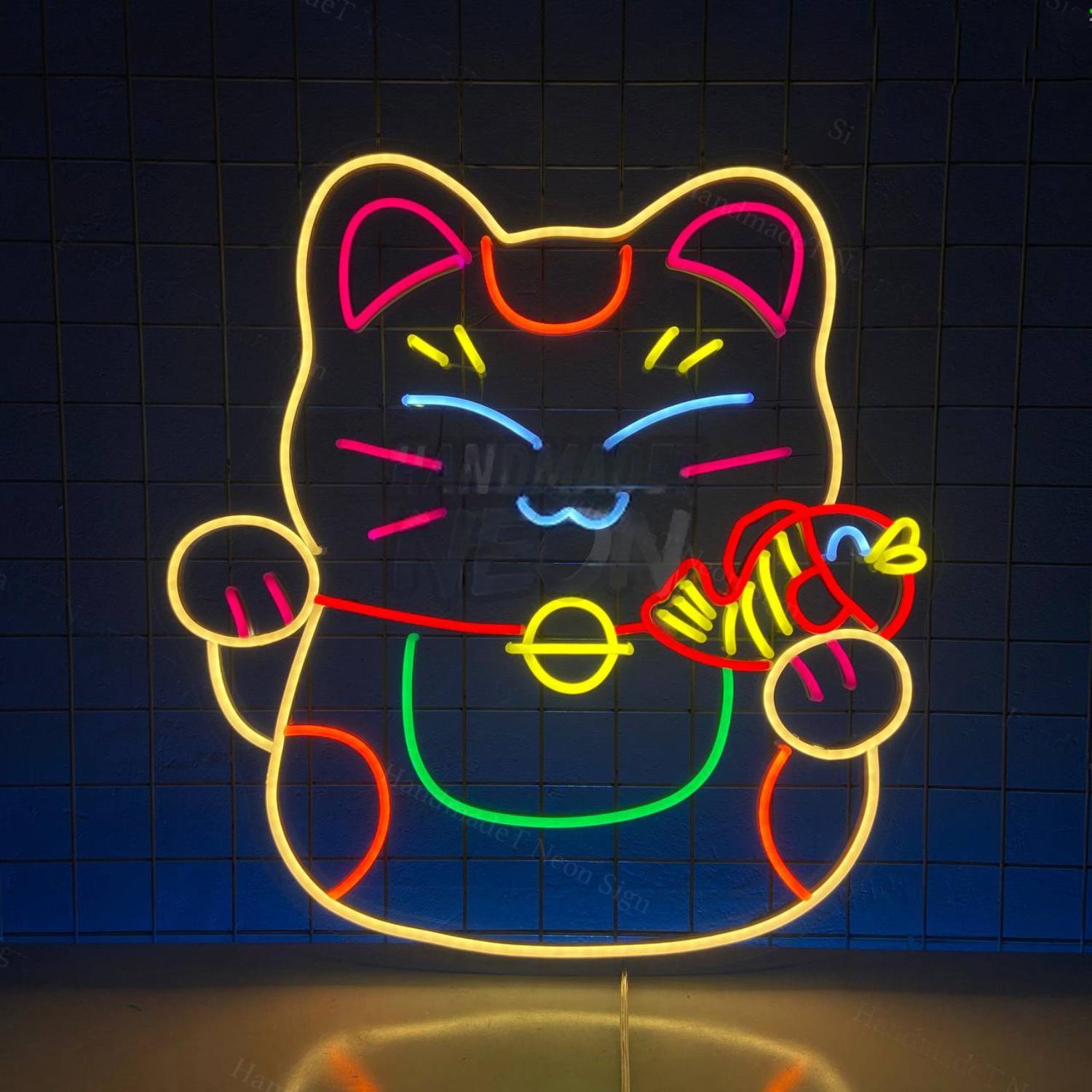Cat Lucky Led Neon Sign Wall Art | Shineneon