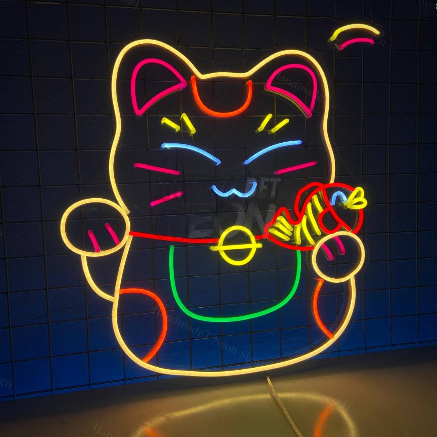 Cat Lucky Led Neon Sign Wall Art | Shineneon