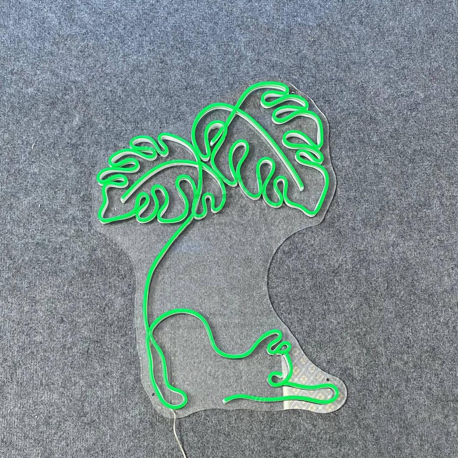 Cat Monstera Leaf Led Neon Sign | Shineneon