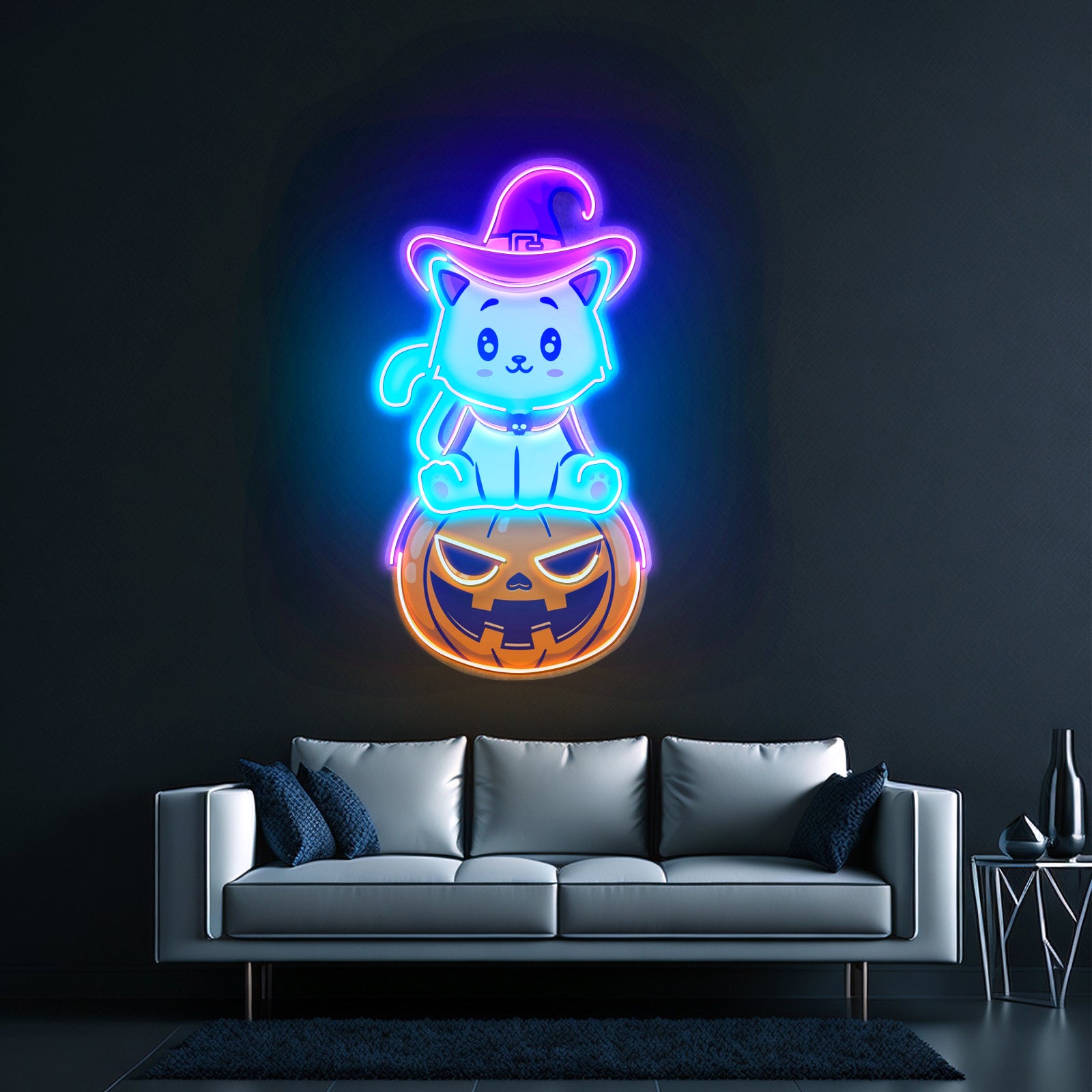 Cat On Pumpkin Led Neon Sign Light Custom Led Signs