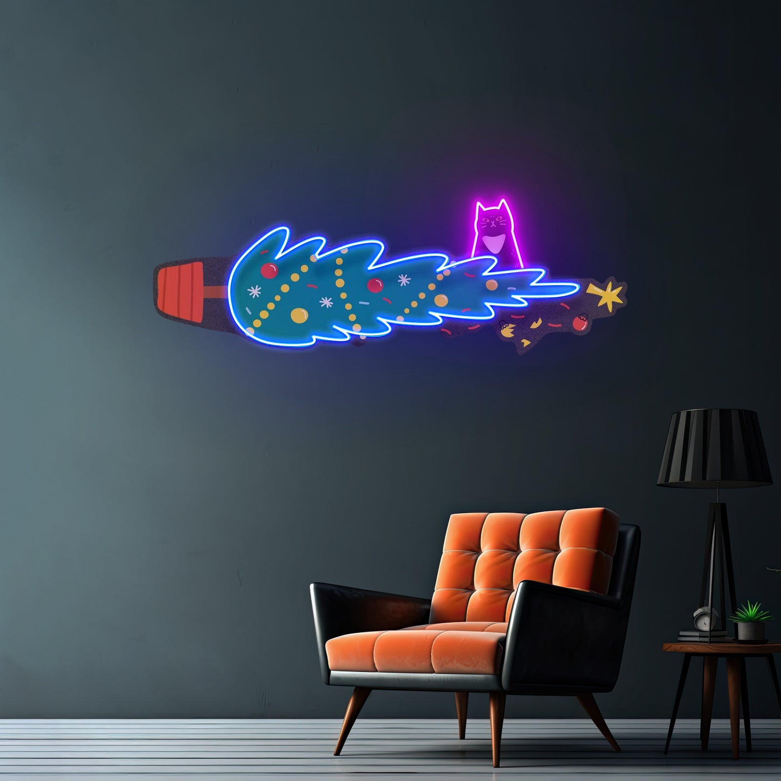 Cat Proof Christmas Tree Neon Sign Artwork For Sale