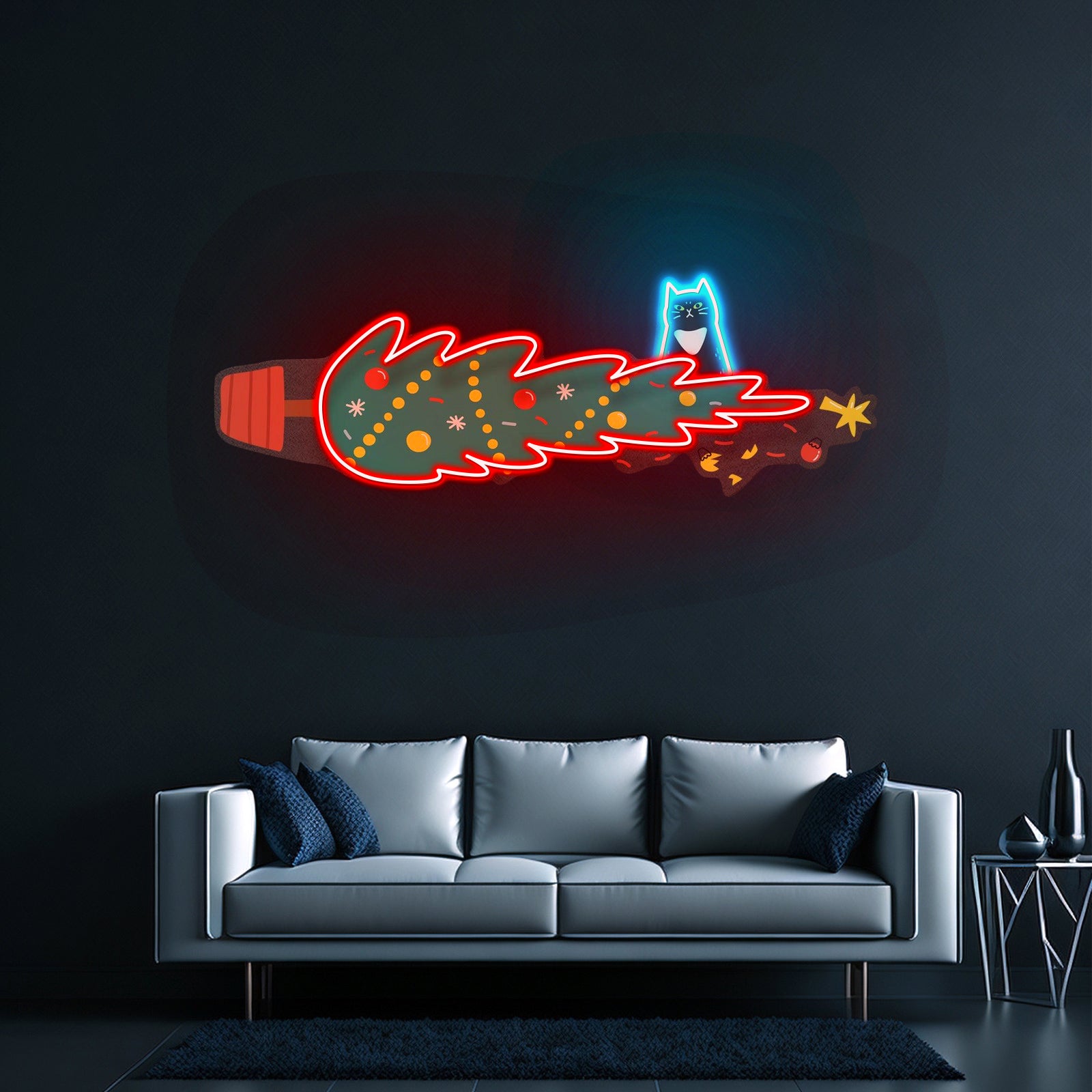 Cat Proof Christmas Tree Neon Sign Artwork For Sale
