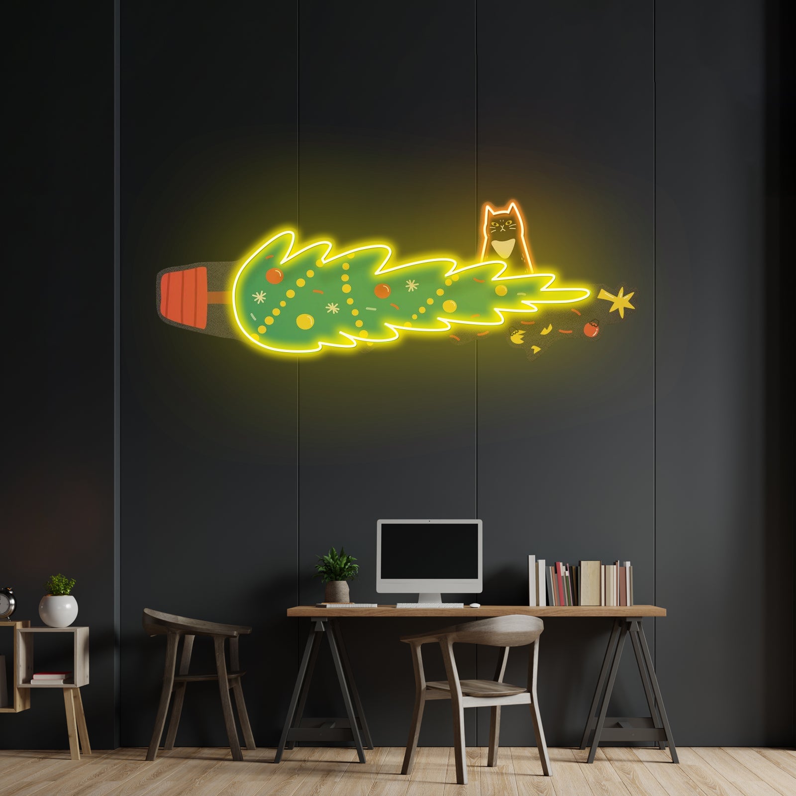 Cat Proof Christmas Tree Neon Sign Artwork For Sale