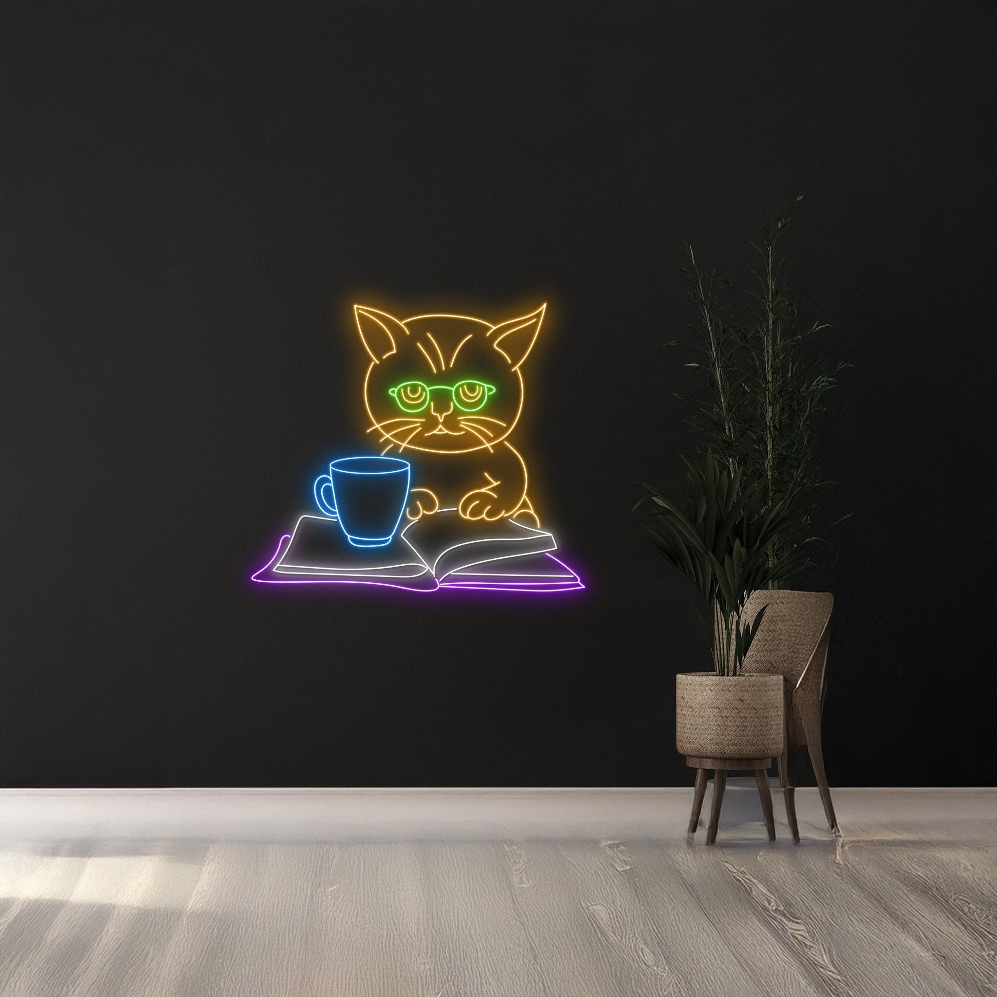 Cat Reading Book Neon Sign - Shineneon