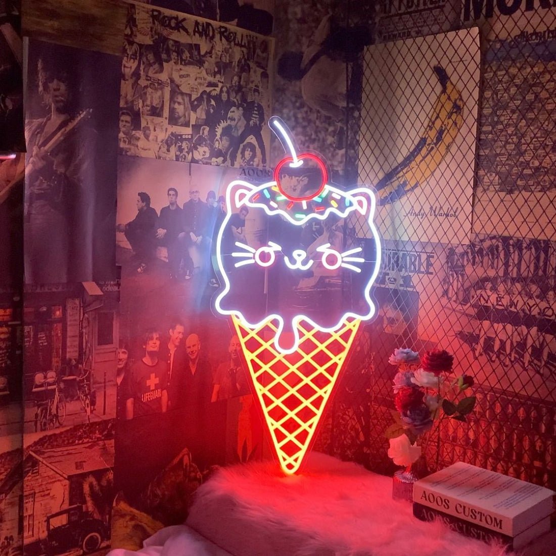 Cat Shaped Ice Cream Led Sign Business Neon Sign - Shineneon