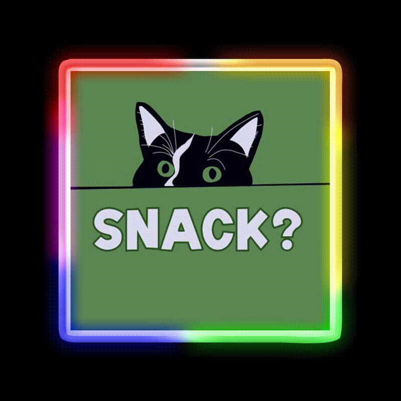 Cat Snack Food Led Neon Sign Rgb Color - LED neon sign close-up detail