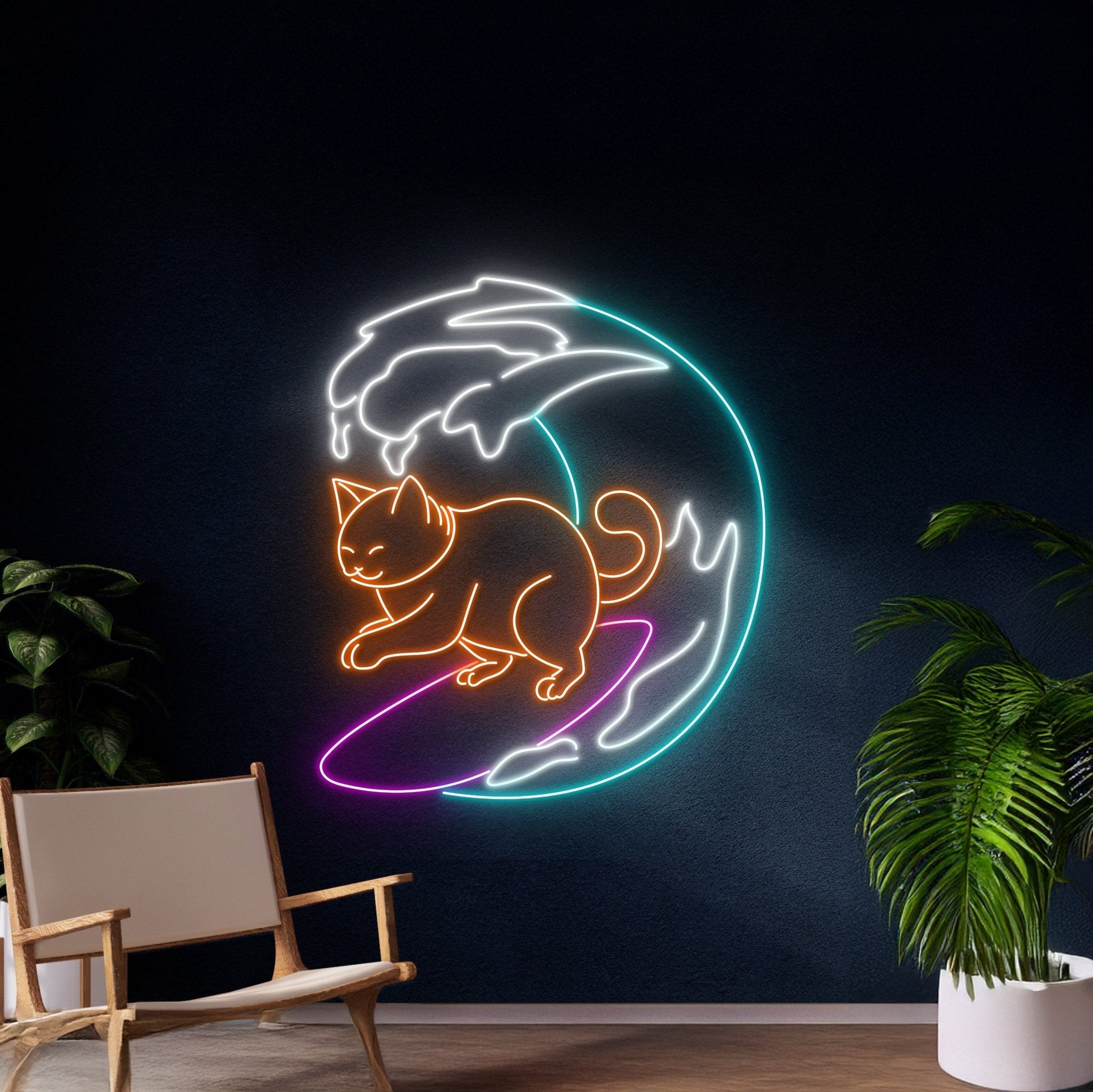 Cat Surfing Neon Sign - Shineneon