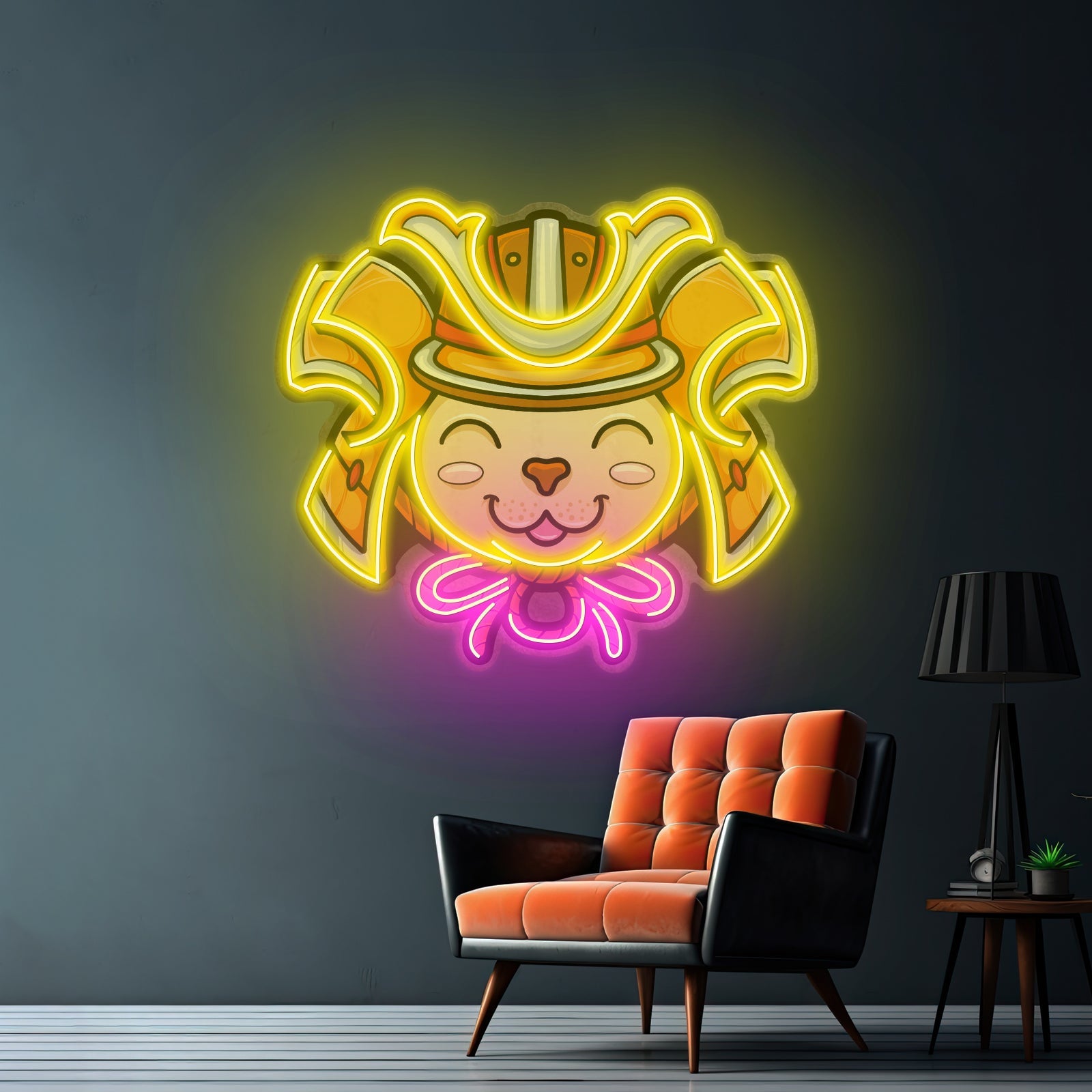 Cat Wearing Samurai Helmet Led Neon Sign Light Custom Led Signs - Shineneon