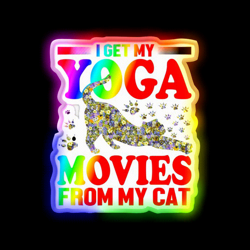 Cat Yoga Art Yoga Led Neon Sign For Wellness Space Rgb Color