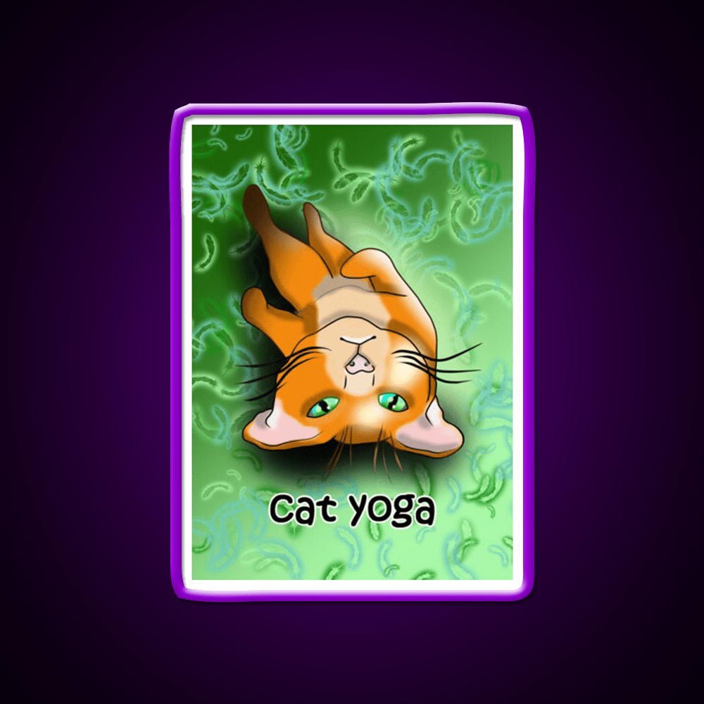 Cat Yoga Shavashana Yoga Led Neon Sign For Wellness Space Rgb Color - Shineneon