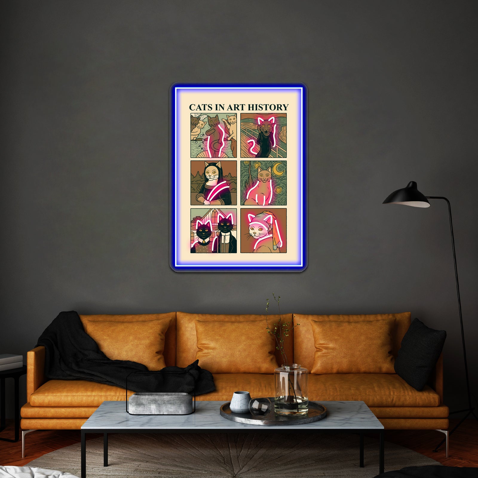 Cats In Art History Artwork Business Neon Sign