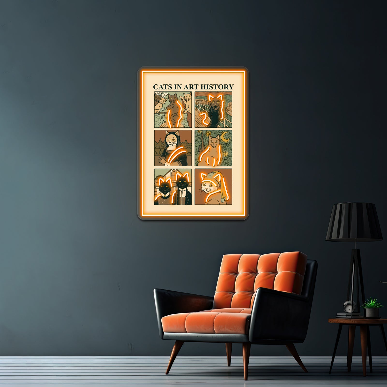 Cats In Art History Artwork Business Neon Sign