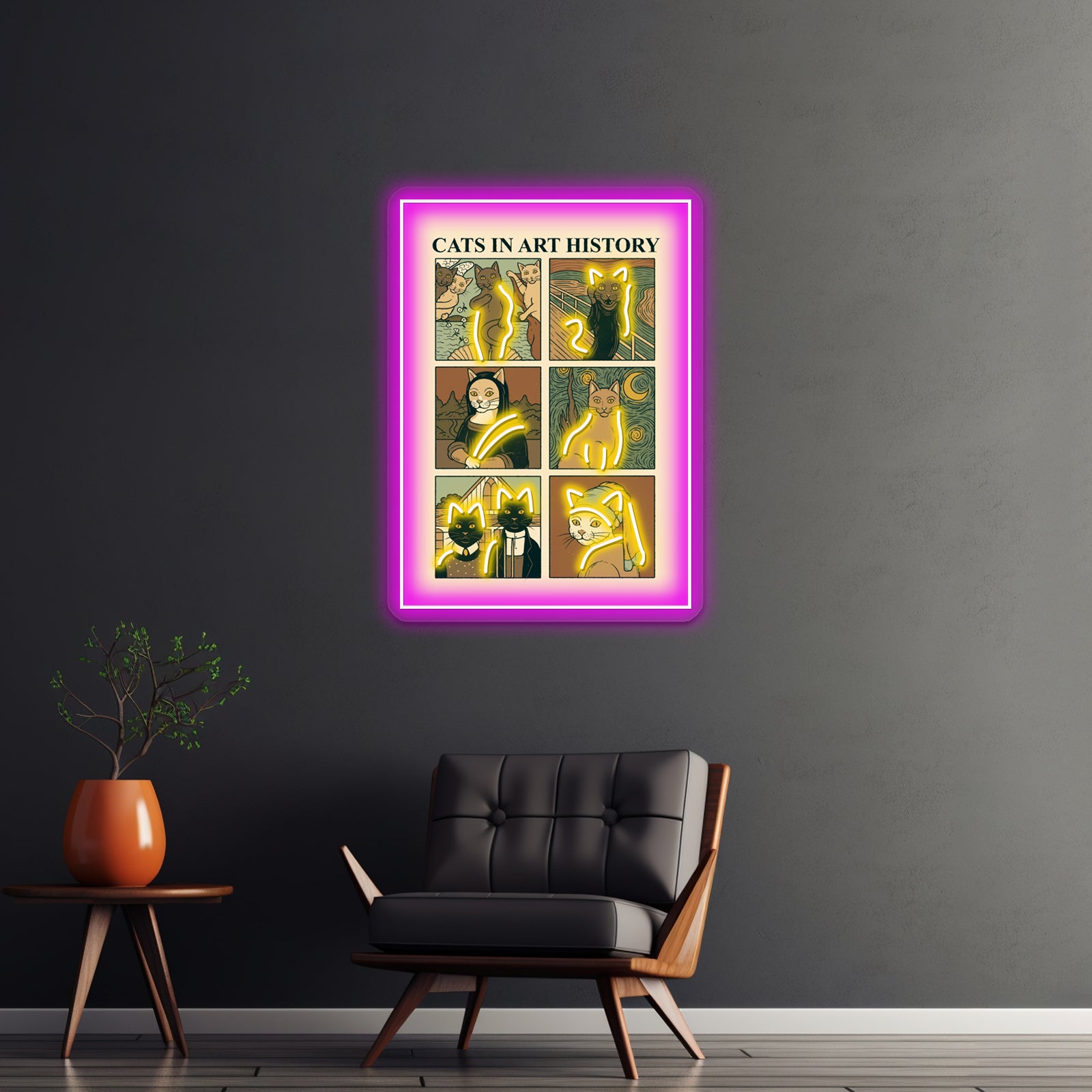 Cats In Art History Artwork Business Neon Sign