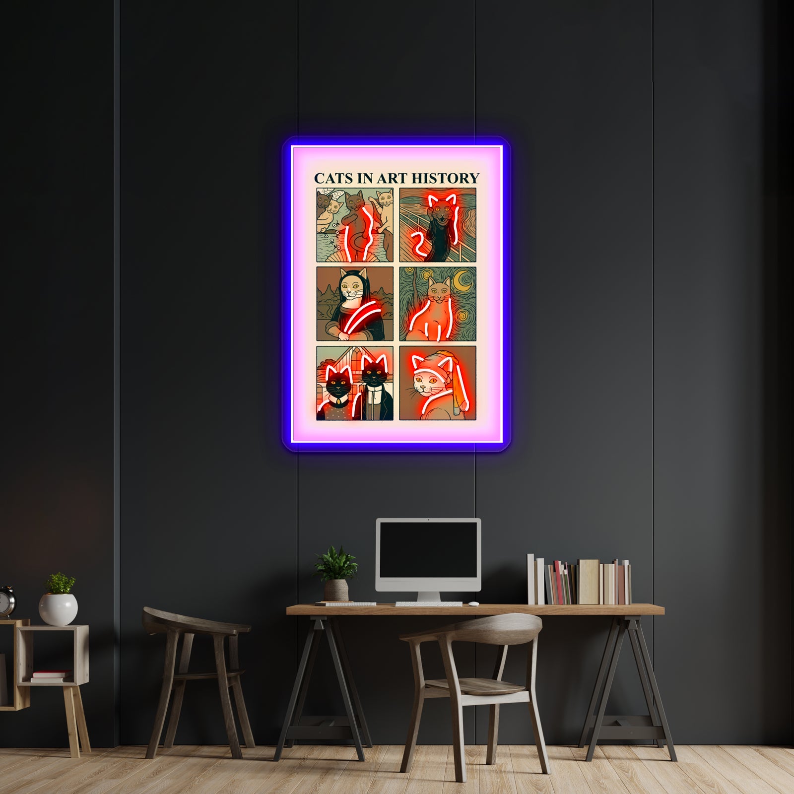 Cats In Art History Artwork Business Neon Sign