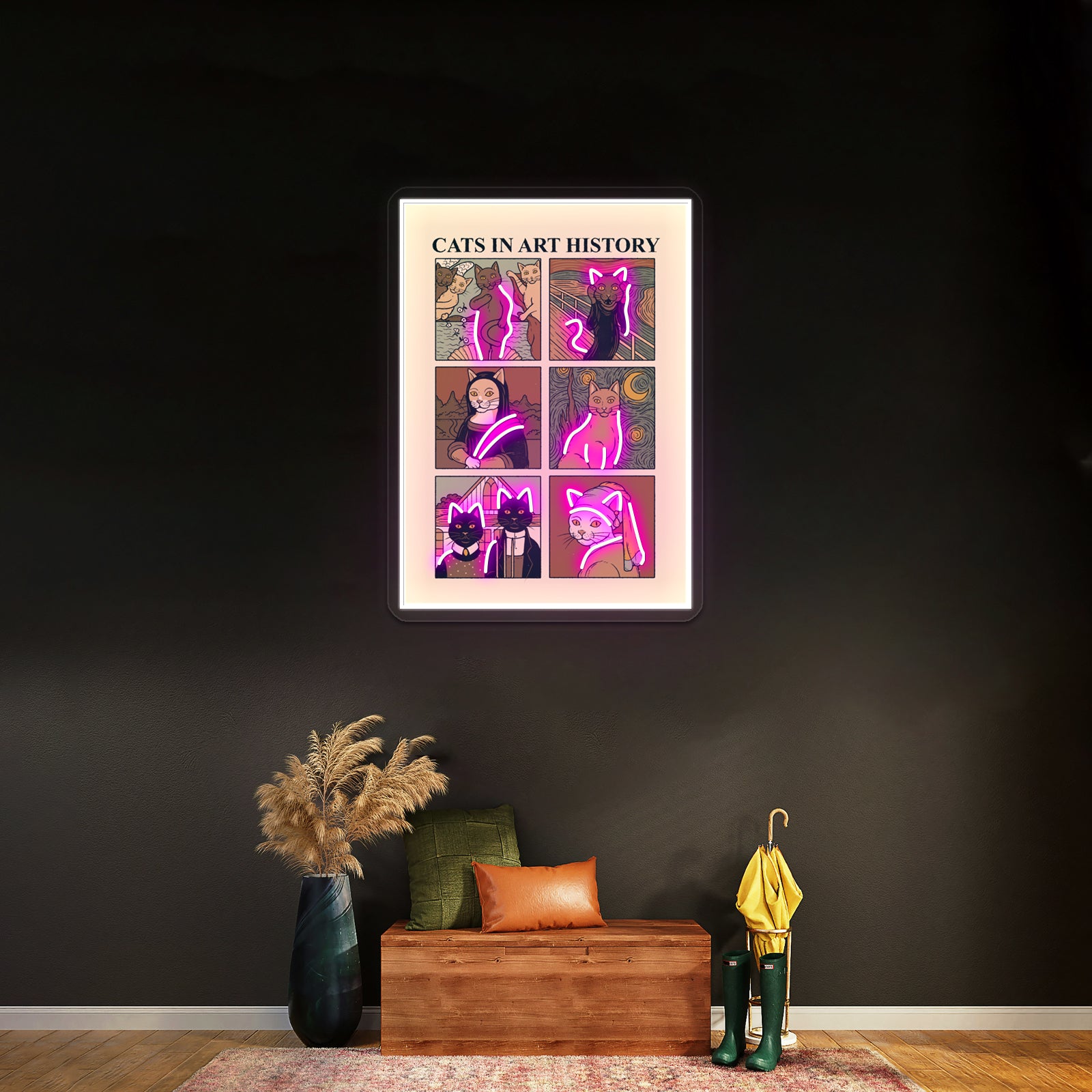 Cats In Art History Artwork Business Neon Sign