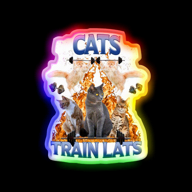 Cats Train Lats Gym Fitness Led Neon Sign Rgb Color - LED neon sign close-up detail