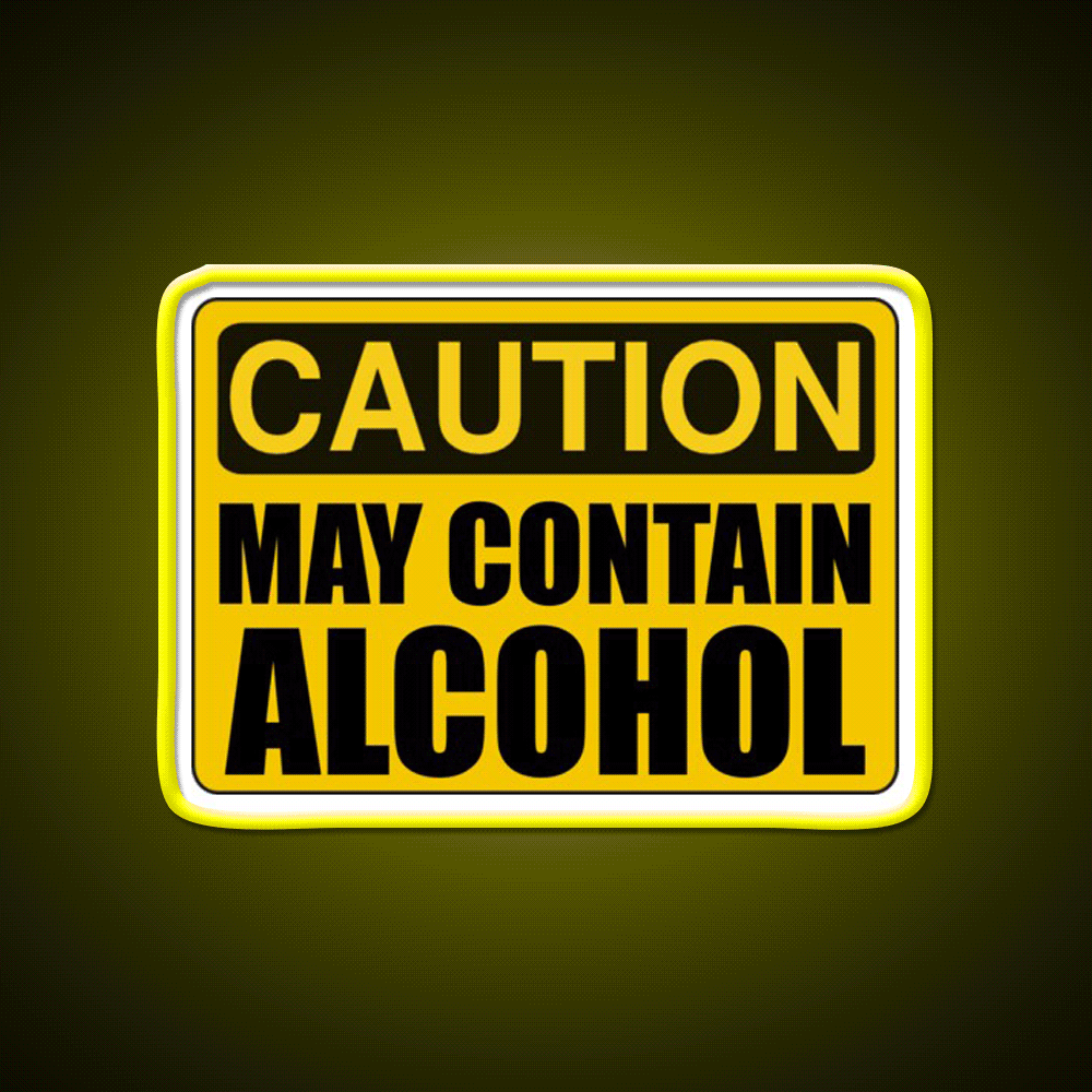 Caution May Contain Alcohol Beer Bar Decor Led Neon Sign Rgb Color - Custom LED neon sign front view
