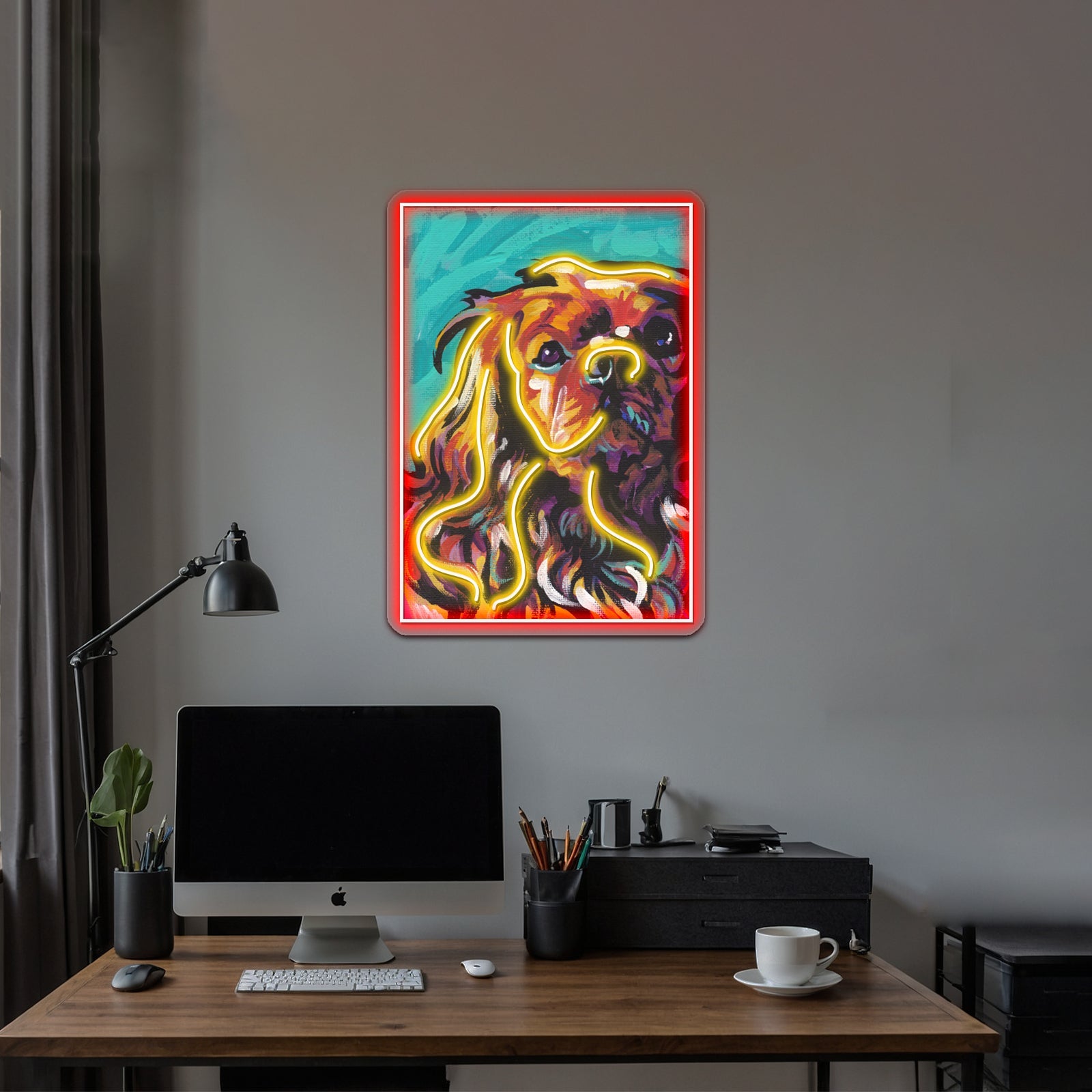 Cavalier King Charles Spaniel Colorful Dog Artwork Business Neon Sign - Shineneon