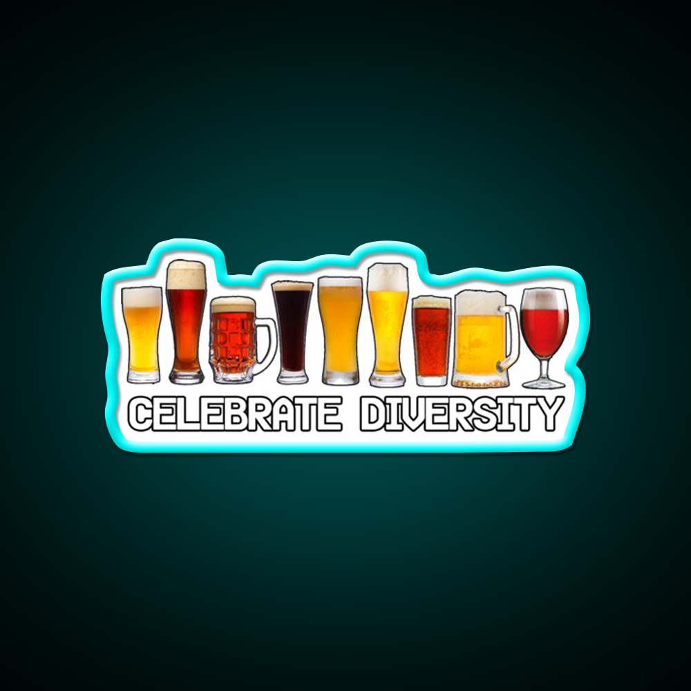 Celebrate Diversity Beer Bar Decor Led Neon Sign Rgb Color - Size and dimension reference