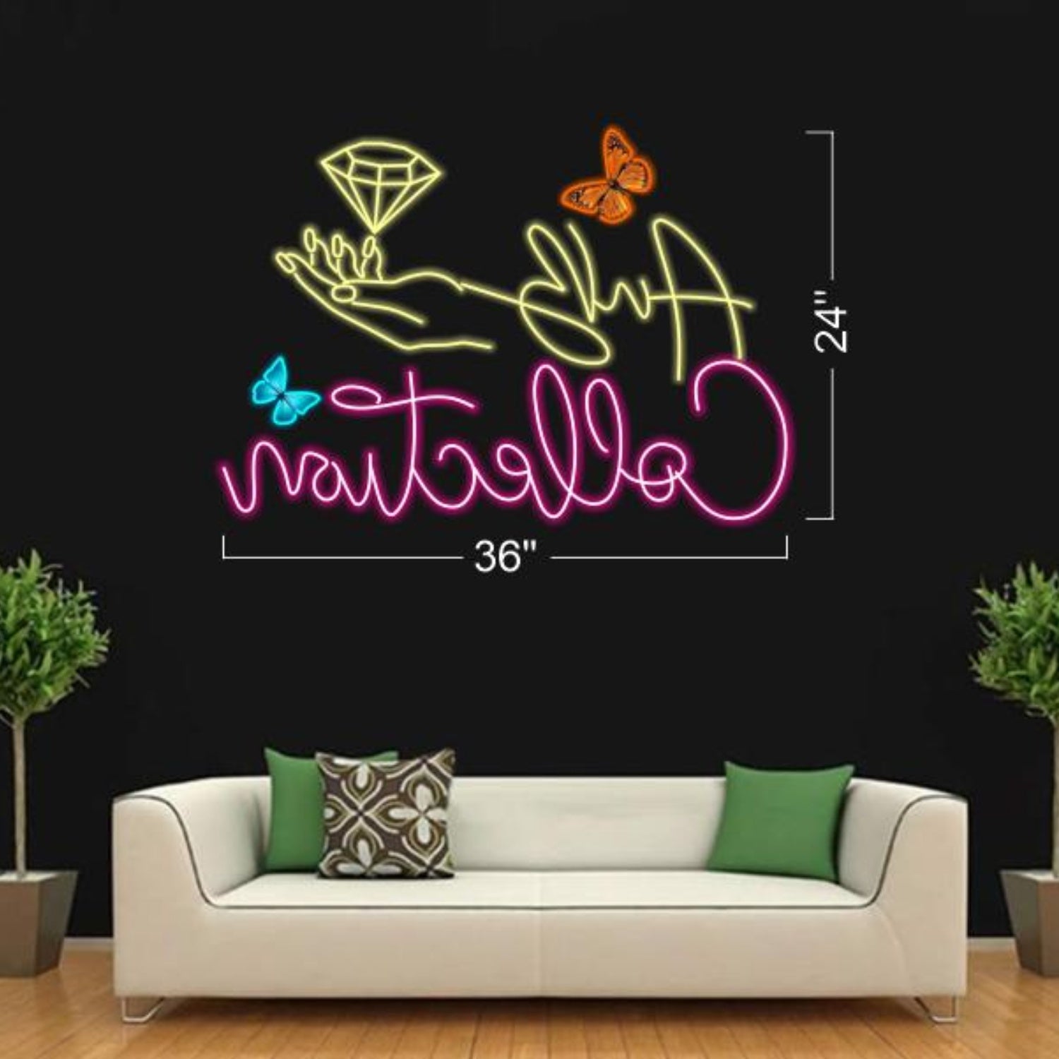 Celebration Hand Diamond Butterfly Led Neon Sign For Party Home Decor | Shineneon