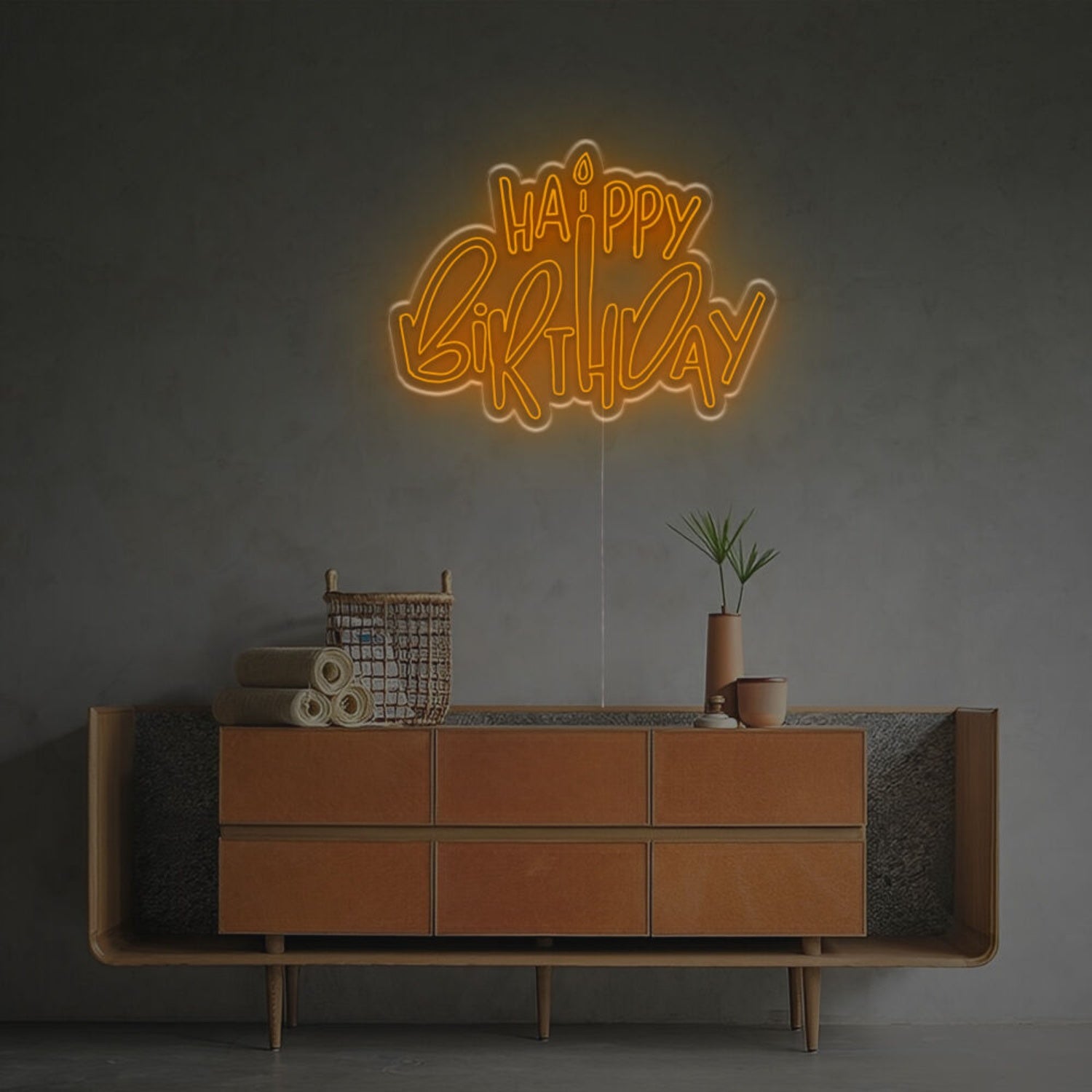 Celebrations Happy Birthday With Candle Led Neon Sign | Shineneon