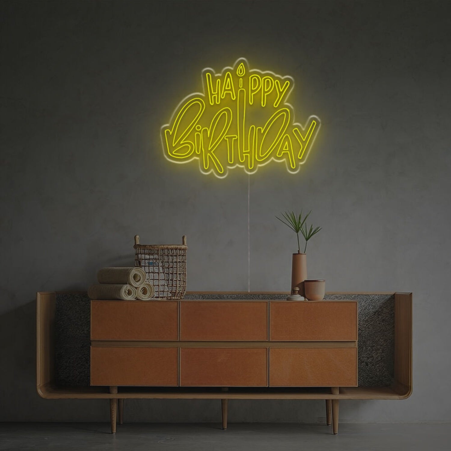 Celebrations Happy Birthday With Candle Led Neon Sign | Shineneon