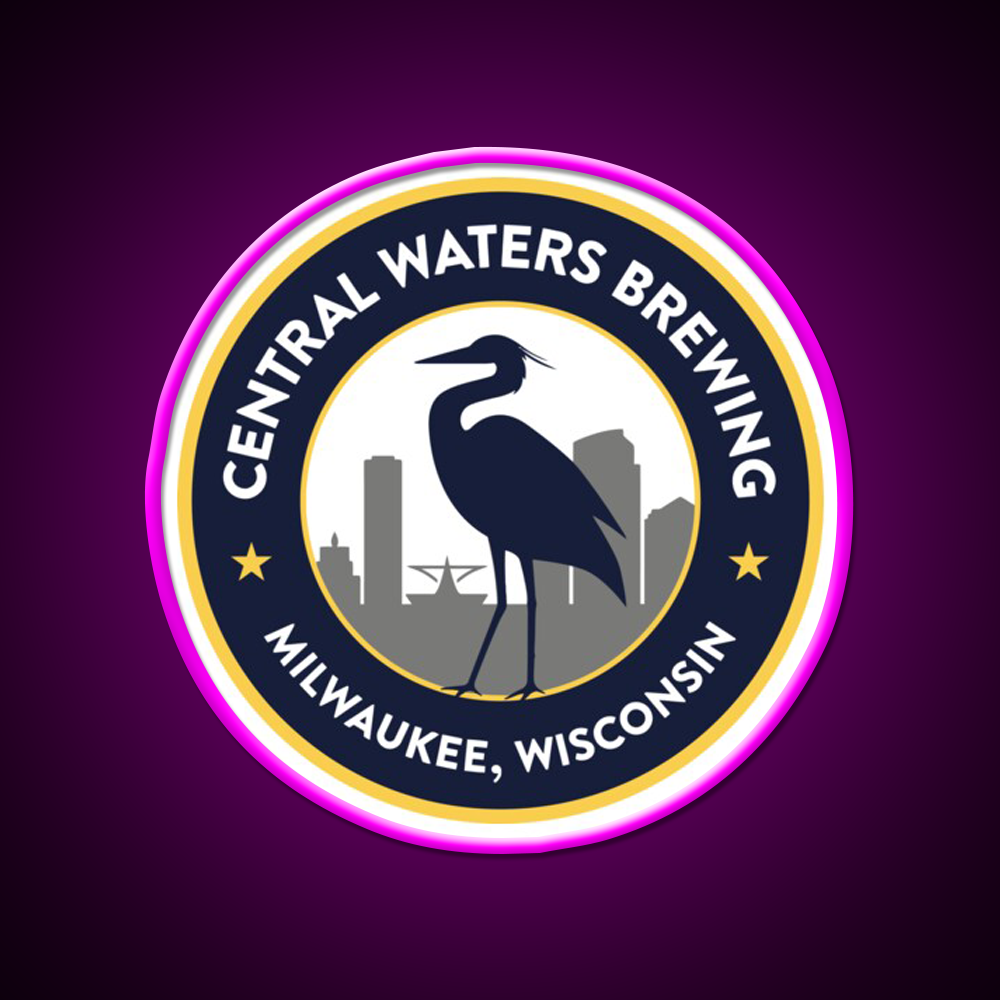 Central Waters Brewing Beer Bar Decor Led Neon Sign Rgb Color - Neon sign mounted on wall in room