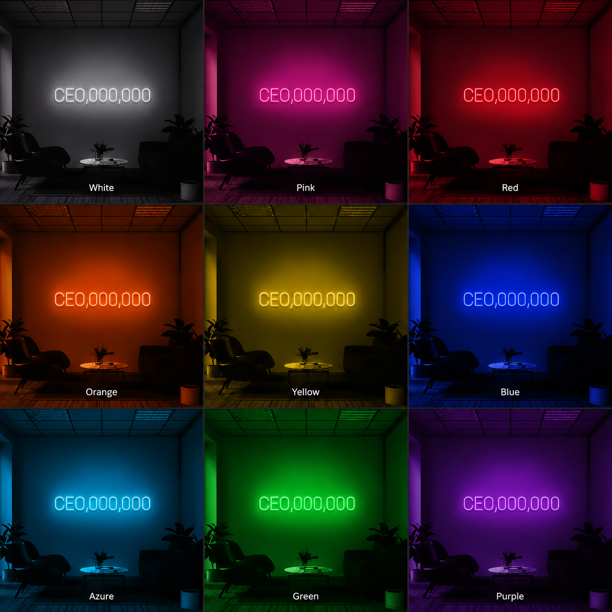 Ceo 000 000 LED Neon Sign - 05 Color Grid