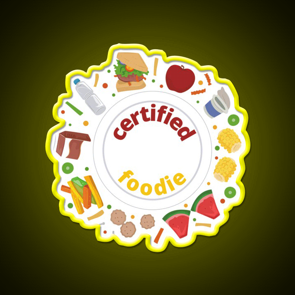 Certified Foodie Fast Food Led Neon Sign For Burger Place Rgb Color - Custom LED neon sign front view
