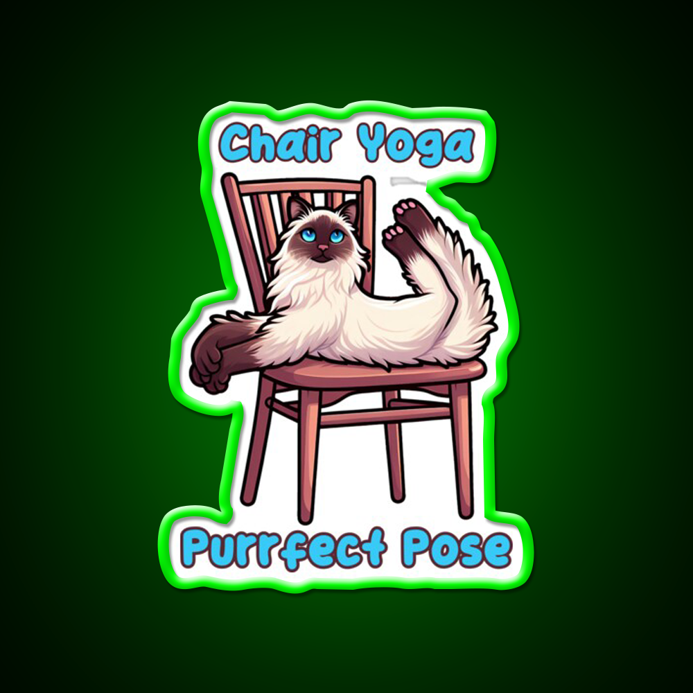Chair Yoga Cat Pose Yoga Led Neon Sign For Wellness Space For Yogis Rgb Color