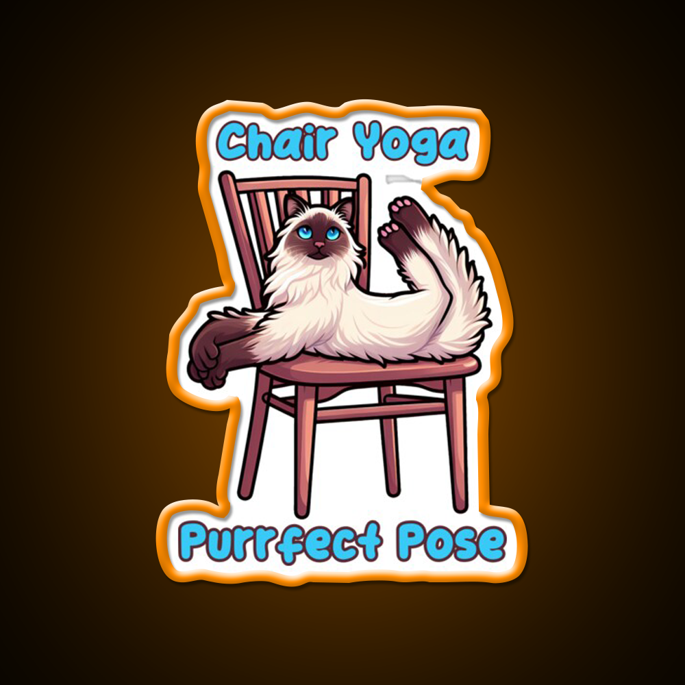 Chair Yoga Cat Pose Yoga Led Neon Sign For Wellness Space For Yogis Rgb Color