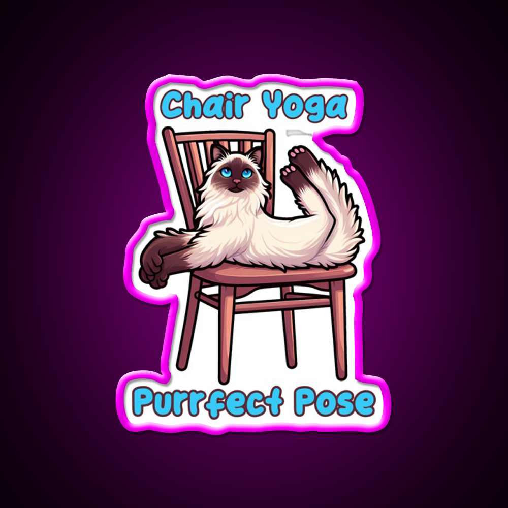 Chair Yoga Cat Pose Yoga Led Neon Sign For Wellness Space For Yogis Rgb Color